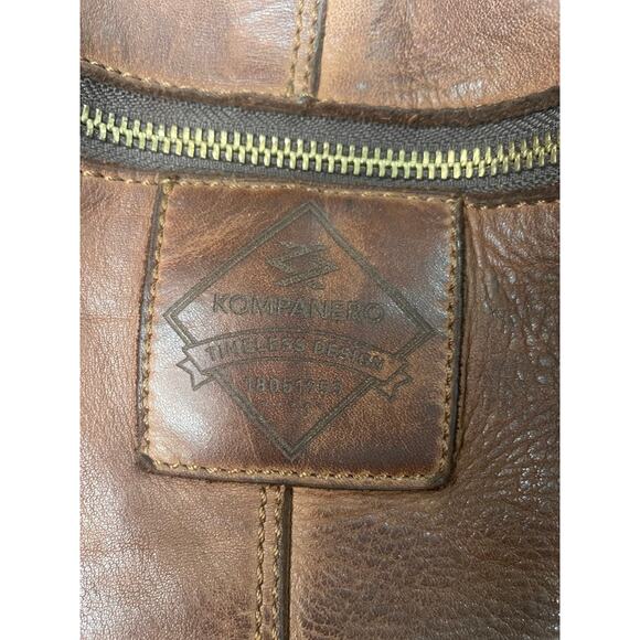 Kompanero Woven Leather Shoulder Bag Brown Cognac Large Boho Artisan Hobo Tote - Picture 9 of 11